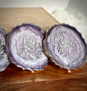 Ustensiles de cuisine classiques sous-verres ronds résine époxy tapis d'acacia tampons accessoires naturels pour la cuisine de la maison et de l'hôtel - Product Image 2