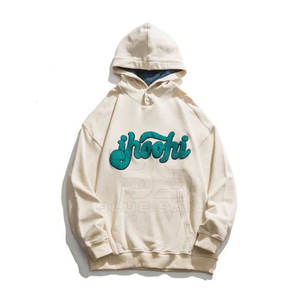 Sweat à capuche personnalisé en détresse avec broderie applique Cut And Sew Streetwear Sweat à capuche pour homme - Product Image 1