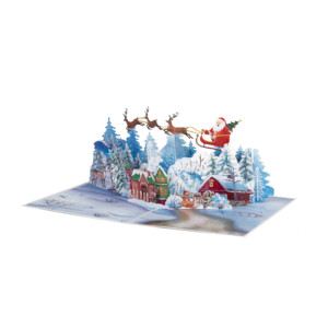 หัตถกรรม Kiricard 3D เมืองฤดูหนาว (& เลื่อนซานต้า) บัตรอวยพรออกแบบใหม่งานฝีมือกระดาษงานแต่งงานสไตล์ป๊อปเวียดนาม - Product Image 5