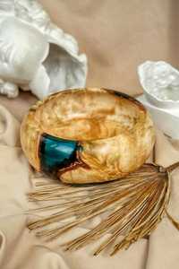 Fruit and Nut Cracker Serving Bowl Noodles and Soup Server Wooden Bowl Hot Sale Resin Finishing Rounded Dry Supplier by India - Product Image 2