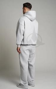 Logotipo personalizado bordado 100% algodón Sudadera con capucha de gran tamaño Jogging Suit Pantalones de chándal Peso pesado Estilo holgado Chándal Precio barato - Product Image 5