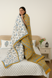 Juego de edredón de tamaño King para todas las estaciones, hecho a mano diseño floral, ecológico, lavable a máquina, algodón indio cosido a mano - Product Image 6