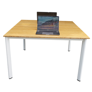 Modern Minimalist Oval <b>Bamboo</b> <b>Table</b> with Assembled Iron Legs 120x120cm 2-Piece Set - Product Image 1