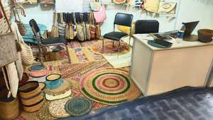 Tapis de sol décoratif tissé en coton de Bohème fait à la main avec motif de puzzle Chindi Boho Style" - Product Image 5