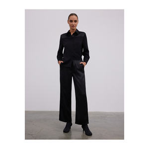 กางเกงผ้าซาตินทรงสบายพร้อมขอบเอวยางยืดและคุณสมบัติป้องกันรอยยับ ทรงขากว้าง - Product Image 4