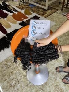 Mechones rizados birmanos, cabello humano sin procesar 100%, cabello nublado vietnamita de alta calidad, grado 12A, 100% - Product Image 2