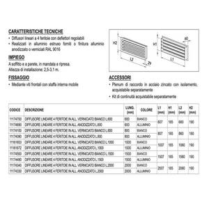 Difusor Lineal de 4 Ranuras Tecnosystemi en Aluminio Anodizado para Ventilador de Extracción L.800 PWC300040 - Product Image 3