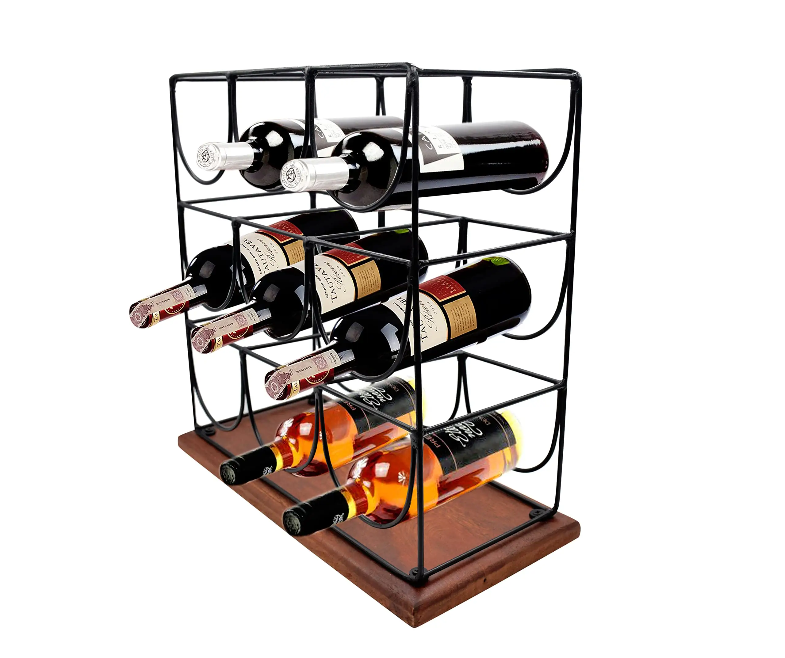 Trang trí nội thất và nhà bếp kim loại Countertop chai rượu lưu trữ giá với kính chủ Countertop nút chai giỏ Giá rượu