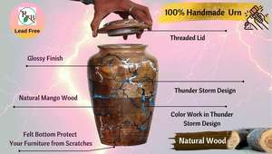 Urnas de cremación para adultos de madera para quemar fractal, urna funeraria con tapa roscada para cenizas humanas o contenedor de cenizas de mascotas - Product Image 6