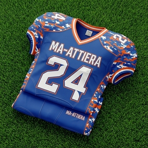 Custom Blue Orange American Football Jersey <b>Padded</b> <b>Pants</b> Team Uniform Number 24 Performance Sportswear OEM ODM Wholesale Supplie - Product Image 6