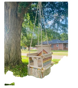 Macrame Baby Toddler <b>Swing</b> Chair Rainbow DYAED COTTON HANDMADE NATURAL Baby <b>Swing</b> Set Style Color baby bedside sleeper - Product Image 1
