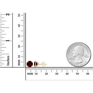 Pendientes de botón artesanales de granate rojo natural de 2.00 CTW con cuatro puntas, oro amarillo de 14K, corte princesa, material de oro rosa vintage - EE. UU. - Product Image 3