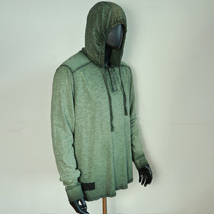 Wholesale Custom Embroidery 1 4 Button Kangaroo Pocket 300gsm 450gsm <b>Green</b> Fleece Heavyweight Blank <b>Hoodie</b> - Product Image 4