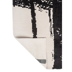 Tapis Contour Gris Noir en Laine et Soie de Bambou Tissé à la Main, Motif Abstrait Classique Rectangulaire pour la Maison, le Couloir, en Viscose HWB-1021 pour Adolescents - Product Image 5