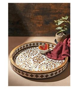 Artisanat indien OEM Plateau de service de luxe fait à la main en bois et résine incrustation Taille personnalisée de haute qualité pour la décoration de la maison Artisanat en résine - Product Image 1