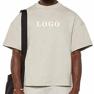 Top corto con hombros descubiertos de peso pesado, camisetas con logotipo estampado de gran tamaño, camisetas Unisex 100% de algodón de alta calidad - Product Image 4