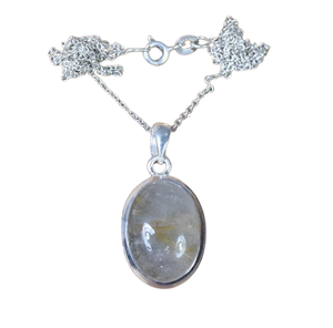 Pendentif mode rutile doré pendentif en argent sterling 925 avec pierres précieuses bijoux faits à la main forme ovale pendentif de créateur cadeau pour elle - Product Image 1