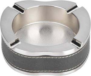 Solid Metal <b>Ashtray</b> China's Classic Home Office Smoking Accessories Black Leather Metal Cigar Table Ware Trendy Black <b>Ashtray</b> - Product Image 2