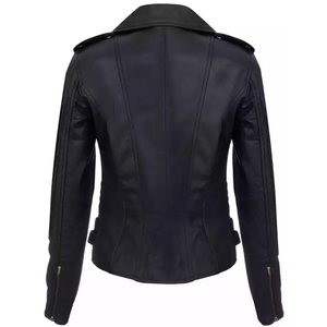 Chaqueta de cierre con cremallera ajustada de alta calidad de tendencia de moda atractiva chaqueta de cuero de grano completo de marfil negro a rayas para hombres - Product Image 2