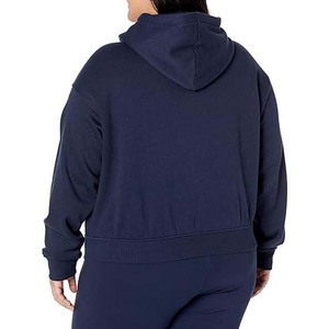 Sweat-shirt à capuche doublé bleu marine respirant grande taille pour femme avec Streetwear coupe ample pour la saison du printemps - Product Image 6