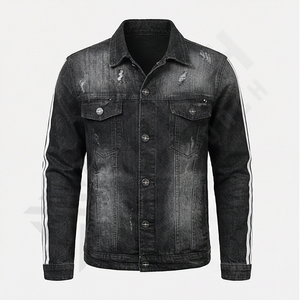 Chaqueta Vaquera Desgastada Vintage Personalizada de Alta Calidad con Logotipo Frontal, Chaqueta de Invierno Reversible para Hombre, Ropa de Calle de Moda - Product Image 1