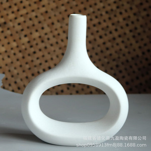 Florero de cerámica de viento de estilo europeo de alta calidad, cerámica blanca, decoración sencilla para el hogar, adorno de mesa único - Product Image 5