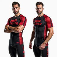 Rashguards personnalisés BJJ MMA sublimés, respirants, séchage rapide, antibactériens, anti-UV, durables, matière 220g, entraînement et compétition