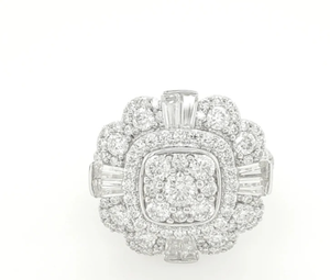 3CT Cushion Moissanite Cluster Ring - 925 Sterling Silver Moissanite <b>Diamond</b> Ring Moissanite Engagement <b>Diamond</b> ring - Product Image 3