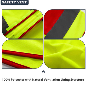 100% poliéster ANSI Clase 1 chaleco de seguridad reflectante impermeable para trabajadores de la construcción con logotipo personalizado - Product Image 4