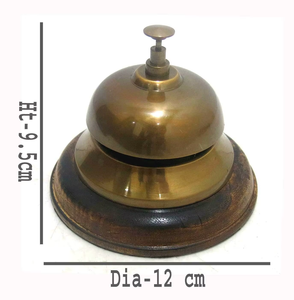Campana de mesa Calvin, Base de madera de latón, escritorio de diseñador antiguo, campana de latón, decoración de oficina, artesanía Calvin - Product Image 4