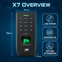 Bağımsız Parmak İzi Erişim Kontrol Okuyucusu RFID PIN Tuş Takımı USB İhracat Özelleştirilmiş Logo X7 Modeli Çalışan Devam Takibi için