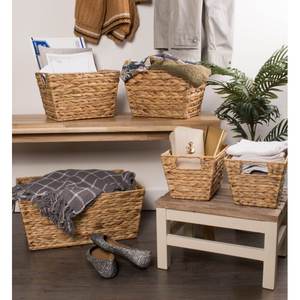 Vente en gros Vietnam Set 2 paniers de rangement tissés en jonc de mer 100% panier de rangement en jacinthe d'eau naturelle pour l'organisation du garde-manger - Product Image 2