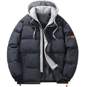 Chaqueta de Invierno Acolchada con Capucha, Resistente al Viento, Brillante, de Lona, con Logotipo Frontal, para Hombre - Product Image 1