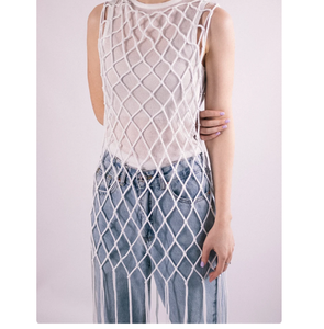 BMesh Dress Cotton Hand Woven <b>Festival</b> Clothing Bustier Crop <b>Top</b> Women Macrame Beach Dress - Product Image 2
