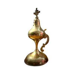 Décor religieux en laiton encensoir brûleur d'encens avec croix et poignée Vintage église autel brûleur en laiton pour la prière culte décoration - Product Image 1