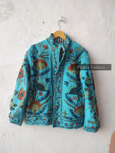 Chaqueta de terciopelo de algodón tejida con bordado a máquina, diseño Suzani, estilo bohemio, transpirable, para otoño e invierno, abrigo de lujo indio para mujer - Product Image 6