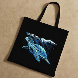 Blue Turtle Ocean Theme Tote <b>Bag</b> Eco-Friendly <b>Straw</b> with Zippered Closure Zippered and Open Closure Options for Summer Spring - Product Image 4