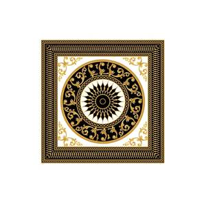 Cuadrado de bolsillo de corte especial estampado con motivo geométrico negro dorado en blanco - Product Image 1