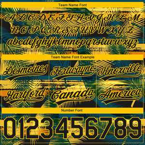 Short personnalisé vert minuit noir-jaune motif 3D feuilles de palmier hawaïen Short de basket-ball vêtements de sport - Product Image 3