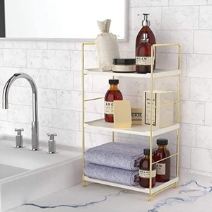 Étagère à épices en marbre et métal poli, parfaite pour le rangement de la cuisine, organisateur de salle de bain, utilisation de cadeaux d'hôtel à 3 niveaux - Product Image 4