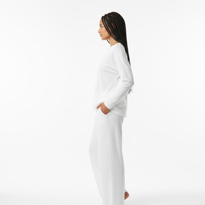 Ensemble de survêtement en molleton brodé pour femme, deux pièces, 100 % coton, pull à manches longues et pantalon décontracté, séchage rapide, respirant - Product Image 3