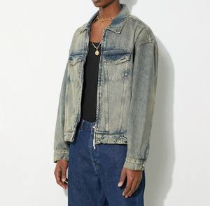 Chaqueta vaquera de manga larga única Vintage para hombres, parejas, cuello levantado, diseño bordado, cremallera, botón, ropa de otoño, disponible en todos - Product Image 5