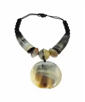 Collier en corne de buffle véritable noir et blanc, best-seller, écologique, fait main, taille personnalisable par des artisans indiens, fabriqué en Inde