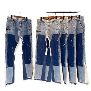 Jeans en denim évasés décontractés peints à la main de charpentier vintage pour hommes de haute qualité personnalisés - Product Image 1