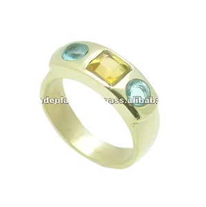 แหวนพลอยซิทรีนสีฟ้าบุษราคัมแหวนเงินแท้925แหวนชุบทองสไตล์คลาสสิกแหวนแฟชั่นสำหรับงานแต่งงานของขวัญ - Product Image 3