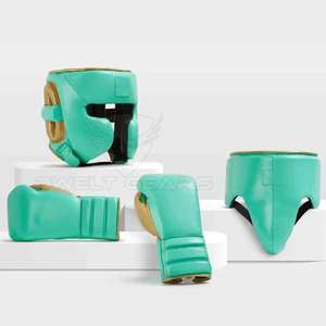 Juego de combate de boxeo de protección de cuero profesional hecho a medida con espinilleras incluye equipo de entrenamiento con logotipo personalizado - Product Image 2