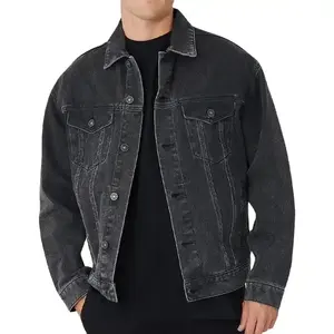 Chaqueta de Mezclilla para Hombre, Color Negro Sólido, Nueva Moda 2026, 100% Algodón, Cuello Camisero, Corte Ajustado, Resistente al Viento - Product Image 4