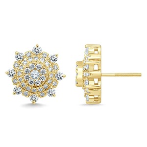 ต่างหูเพชรเม็ดเดี่ยวสีเงิน925ต่างหูเพชรเม็ดเดี่ยวสีทอง14K สีเหลืองทองทรงกลมไมโครปู VVS ต่างหูเม็ดกลม - Product Image 2