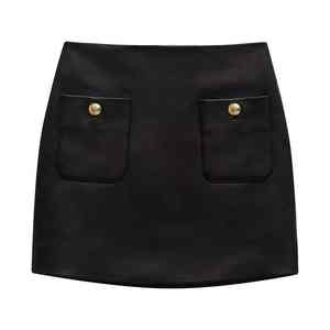 กระโปรงสั้นของผู้หญิงกระโปรงสั้นทำจากขนสัตว์เอวธรรมชาติผ้า100% หนังมันวาวนุ่มออกแบบโลโก้ได้ตามต้องการสำหรับฤดูหนาวสินค้ามาใหม่2025 - Product Image 6