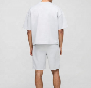 Conjunto de Ropa Informal para Hombre, 100% Algodón, Diseño Holgado para el Hogar, Pantalones Cortos con Cintura Media y Cierre con Cordón, Transpirable - Product Image 3